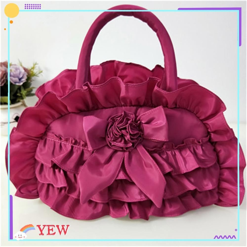 Yew Bow Knot Bag, Silk Pleated Ethnic Style Fabric Bag, Dacron Mini Phone Bag