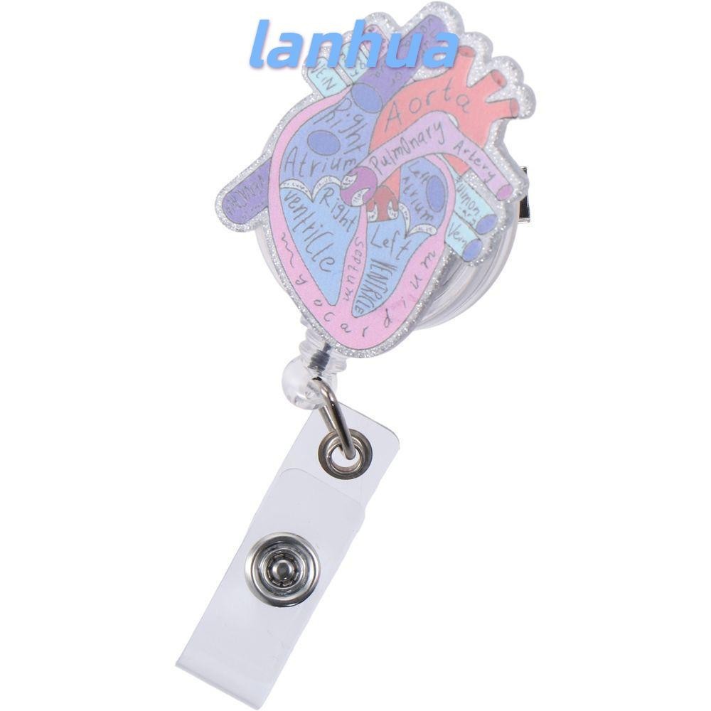 Lanhua Badge Reel, Retractable พร ้ อม Id Clip Badge Holder, Heart Acrylic Id Card Holder พยาบาล