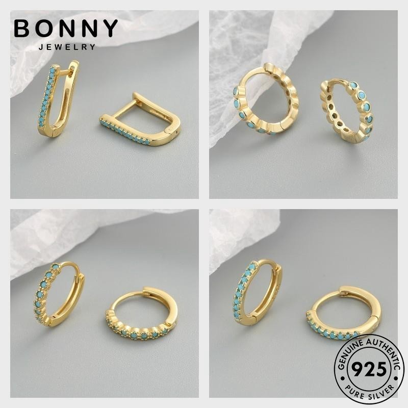BONNY JEWELRY ต่างหู ตุ้มหู แฟชั่น แท้ ผู้หญิง เงิน ห่วง 925 เพชรทอง M125