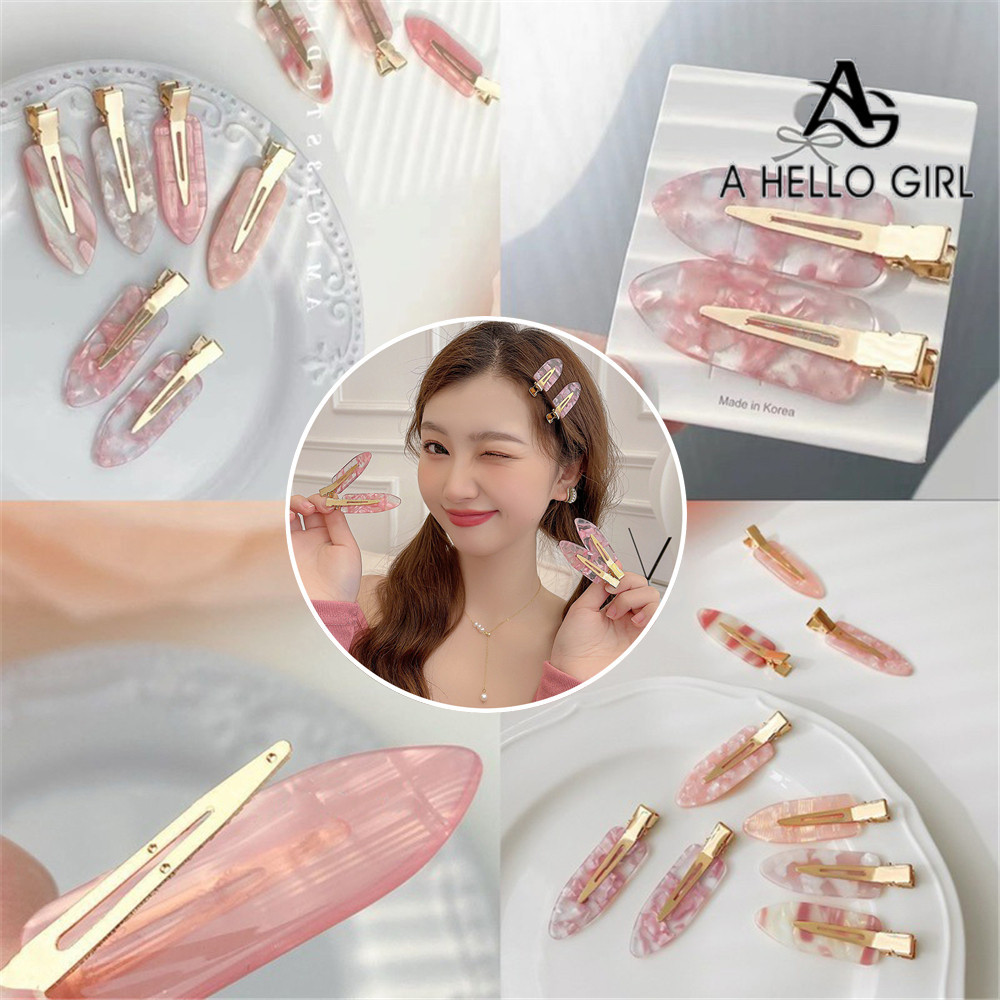 กิ ๊ บติดผมสีชมพู HELLO GIRL ลายหินอ ่ อนประกายพร ้ อมคลิปแต ่ งหน ้ าแบบเบาไม ่ มีรอยขีดข ่ วนไม ่ กินผม