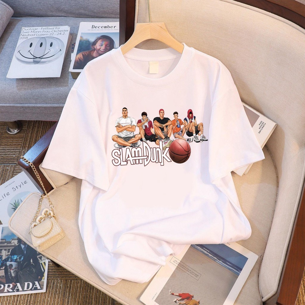 Basi[ส่งจากไทย] เสื้อยืดคอกลมoversize พิมพ์ลายอนิเมะSLAMDUNK18 ผ้าฝ้ายไม่หดไม่ย้วย แฟชั่นวัยรุ่น unisex