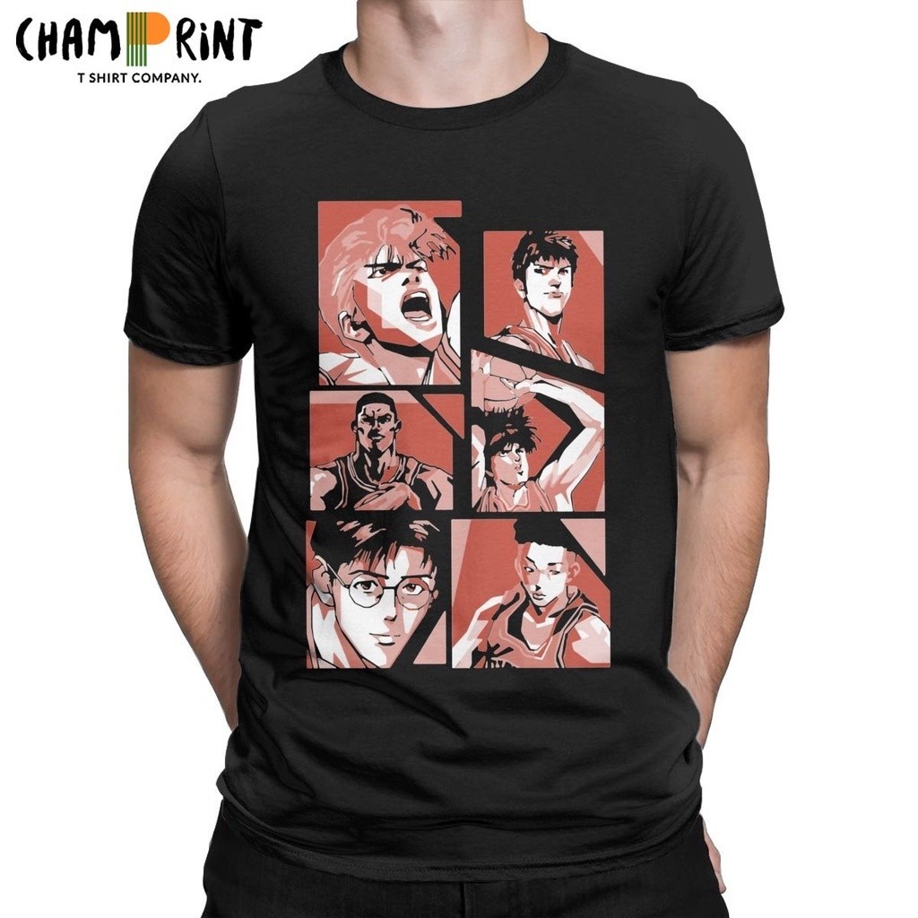 Casual Slam Dunk Retro Vintage Basketball Sports T-Shirts for Men Cotton T Shirts 80s Japanese Anime