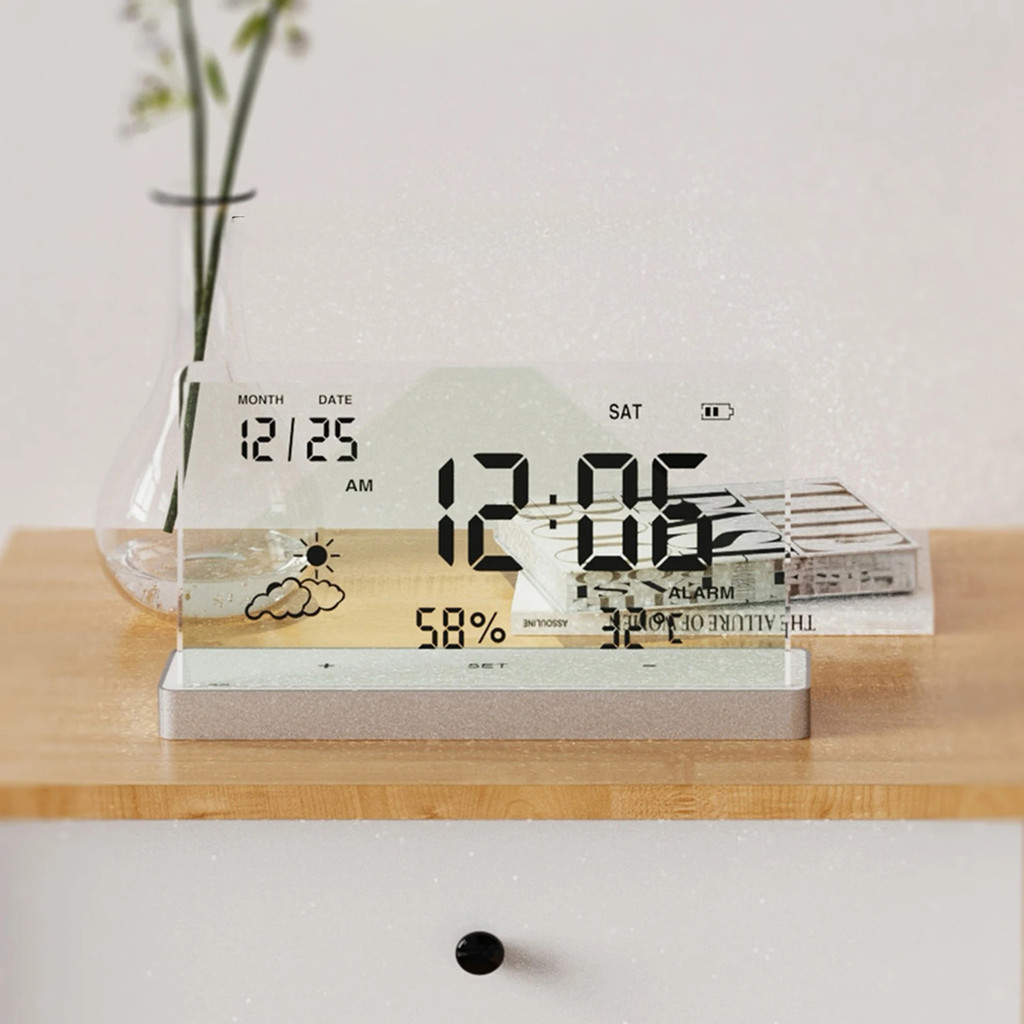 Transparent Alarm Clock Ins Style Electronic Clock Digital Alarm Clock Ornaments Simple Modern Style
