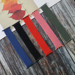 Braided Solo Loop สายถักไนลอนสําหรับ Apple Watch Band 9/8/7/5/SE/6/Ultra 2 ขนาด 49/45/44/41/40/38-42 มม.