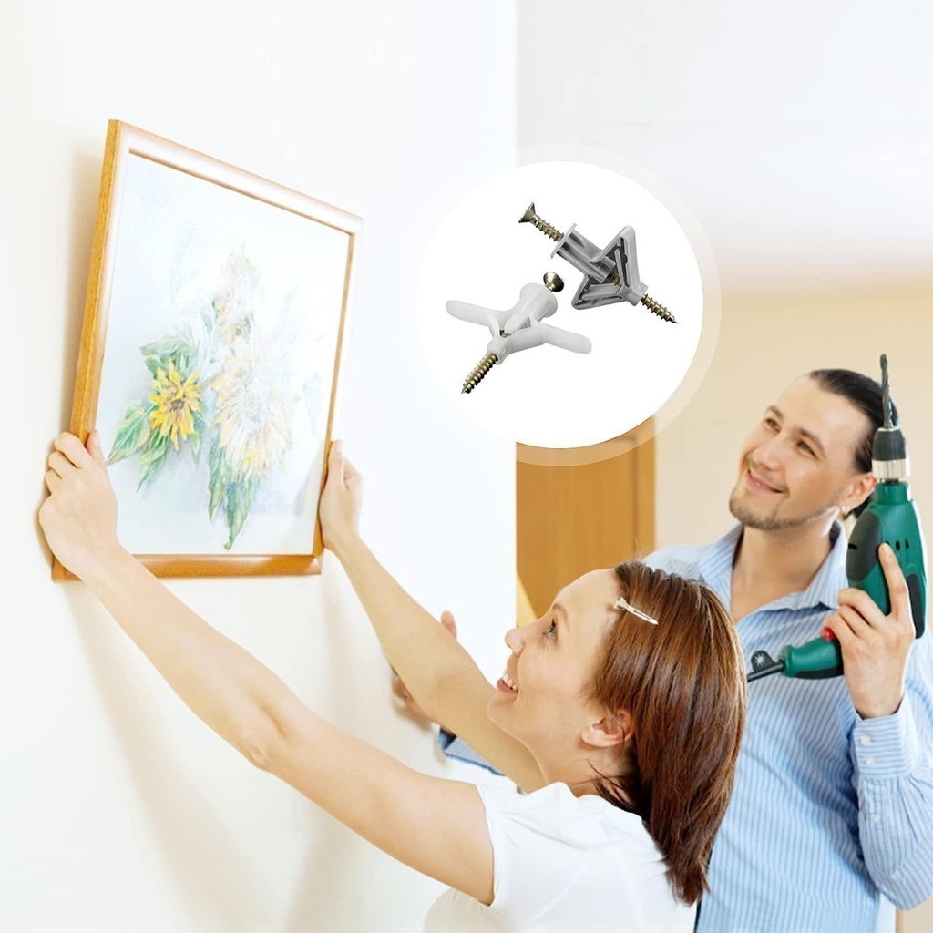 SHUYE พุ๊กปีกผีเสื้อยึดผนังกลวงพร้อมสกรู ขนาด 50 ชุด พุ๊กผีเสื้อยิบซั่มพร้อมสกรู พุกยิปซั่มพลาสติก - รูปที่ 3