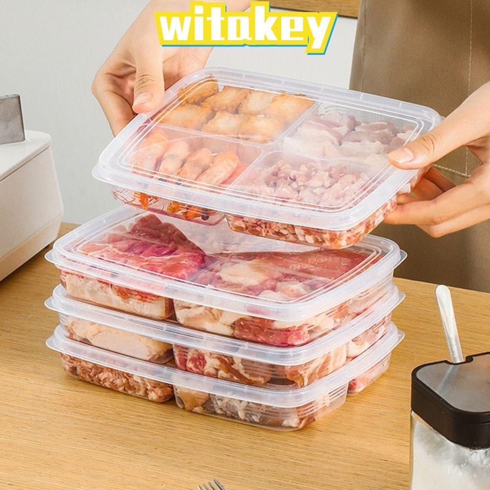 Witakey ตู้เย็นเก็บอาหาร Crisper, Fooding Sorting โปร่งใสแช่แข็งกล่องเก็บ,แช่แข็งเนื้อผลไม้ผักการเก็บรักษา 4 ตารางปิดผนึกย่อยกล่อง
