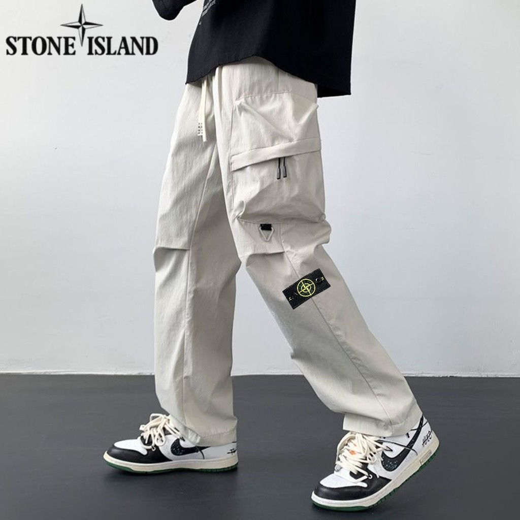 Stone island Relaxed Casual อเนกประสงค ์ กีฬากางเกงขาตรงกางเกงคาร ์ โก ้ ผู ้ ชาย