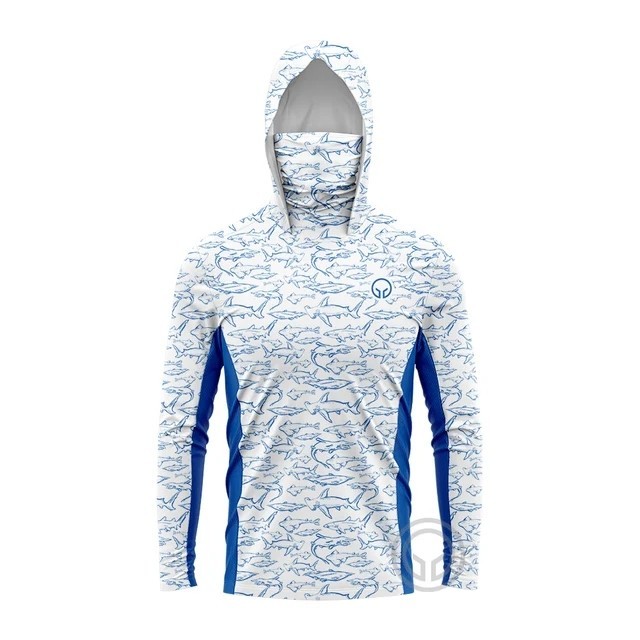 เสื ้ อตกปลา Upf 50 Fish Hoodies UV Protection Hooded face mask Long Sleeve Jersey Tops