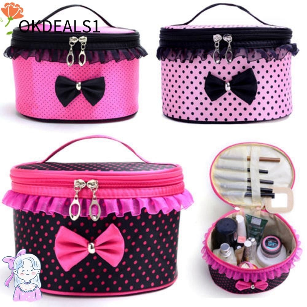 Dealshop กระเป๋าเครื่องสําอาง กระเป๋าออแกไนเซอร์ แต่งลูกไม้ แฟชั่นสําหรับเดินทาง