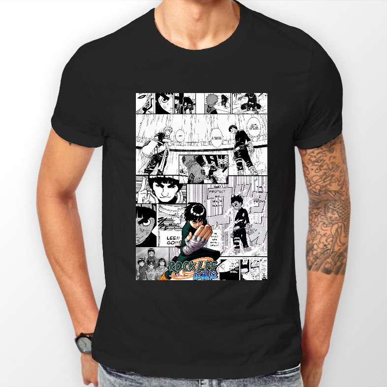 Rock Lee Manga Strip Naruto Anime Manga เสื้อยืด Unisex
