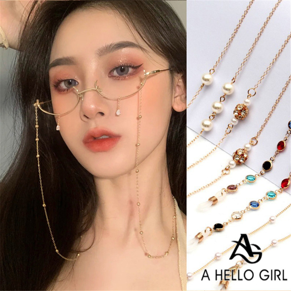 แว่นตาโซ่สายคล้องคอ Lanyards Pearl Mask Chains Anti-lost แฟชั่นแว่นตาเครื่องประดับสําหรับผู้หญิง Hello Girl เครื่องประดับ