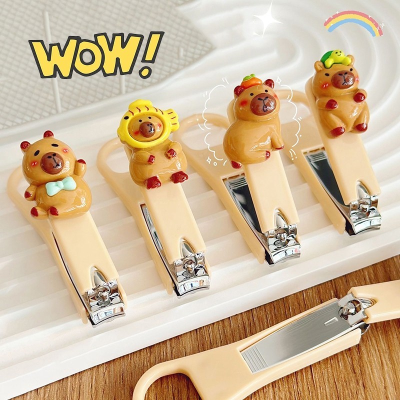 Creative Capybara เล็บ Cliiper การ์ตูนน่ารักกรรไกรตัดเล็บแบบพกพาเด็กเล็บ Clippers เครื่องมือดูแลเล็บอุปกรณ์บ้าน