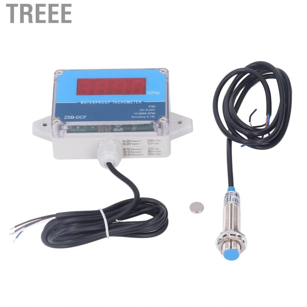 Treee Motor Tachometer Speed Meter Sensor RPM 4 LED Digital DC 8V‑24V