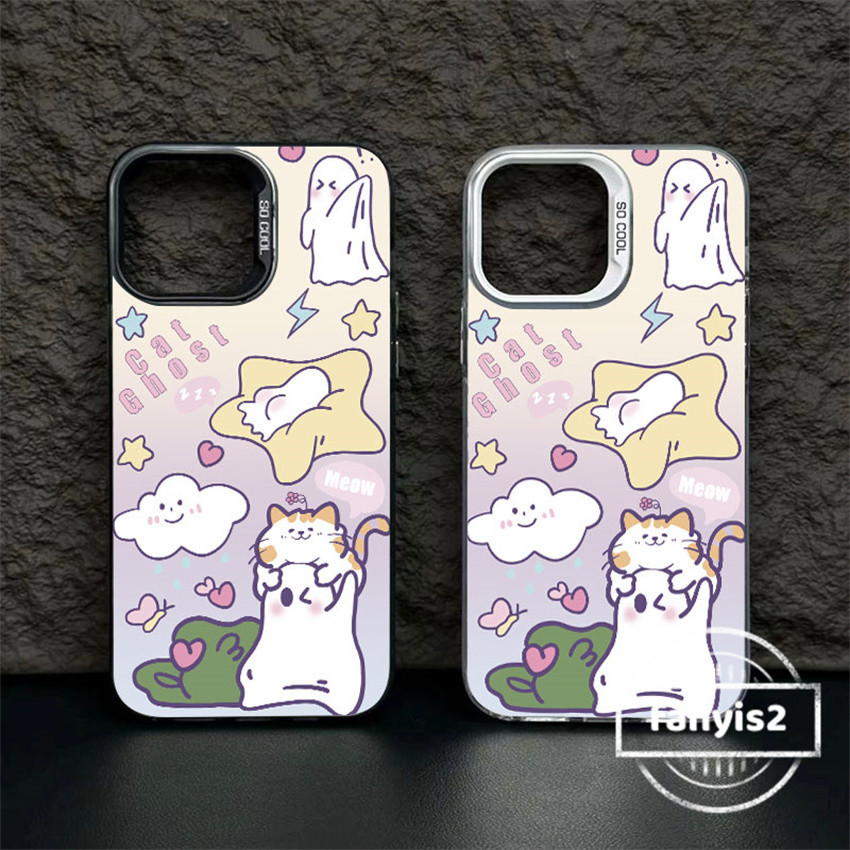 Redmi 14C 13C 13 A1 12C Redmiหมายเหตุ13 12 11 10 9 8 Pro Redmi 13C 10C 9A Xiaomi 11 Lite Poco X3 X6 INSการ์ตูนน่ารักแมวGhostเคสโทรศัพท์กันกระแทกป้องกันปกหลัง