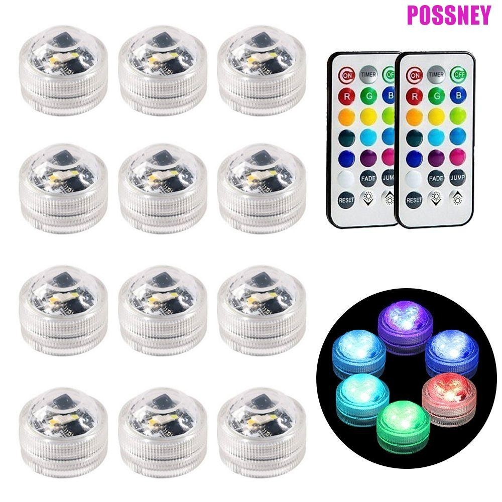 Possney Submersible ไฟ LED RGB แจกันกันน้ําตกแต่งชา Aquarium สระว่ายน้ําตกแต่งปาร์ตี้
