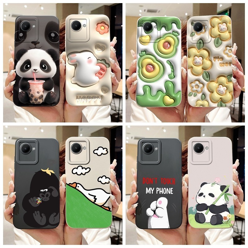 สําหรับrealme C30 C30sน่ารักPandaกระต่ายการ์ตูนJelly Case RealmeC30s C 30 30S 4G RMX3690 RMX3581 ป้องกันกันกระแทกเคสโทรศัพท์