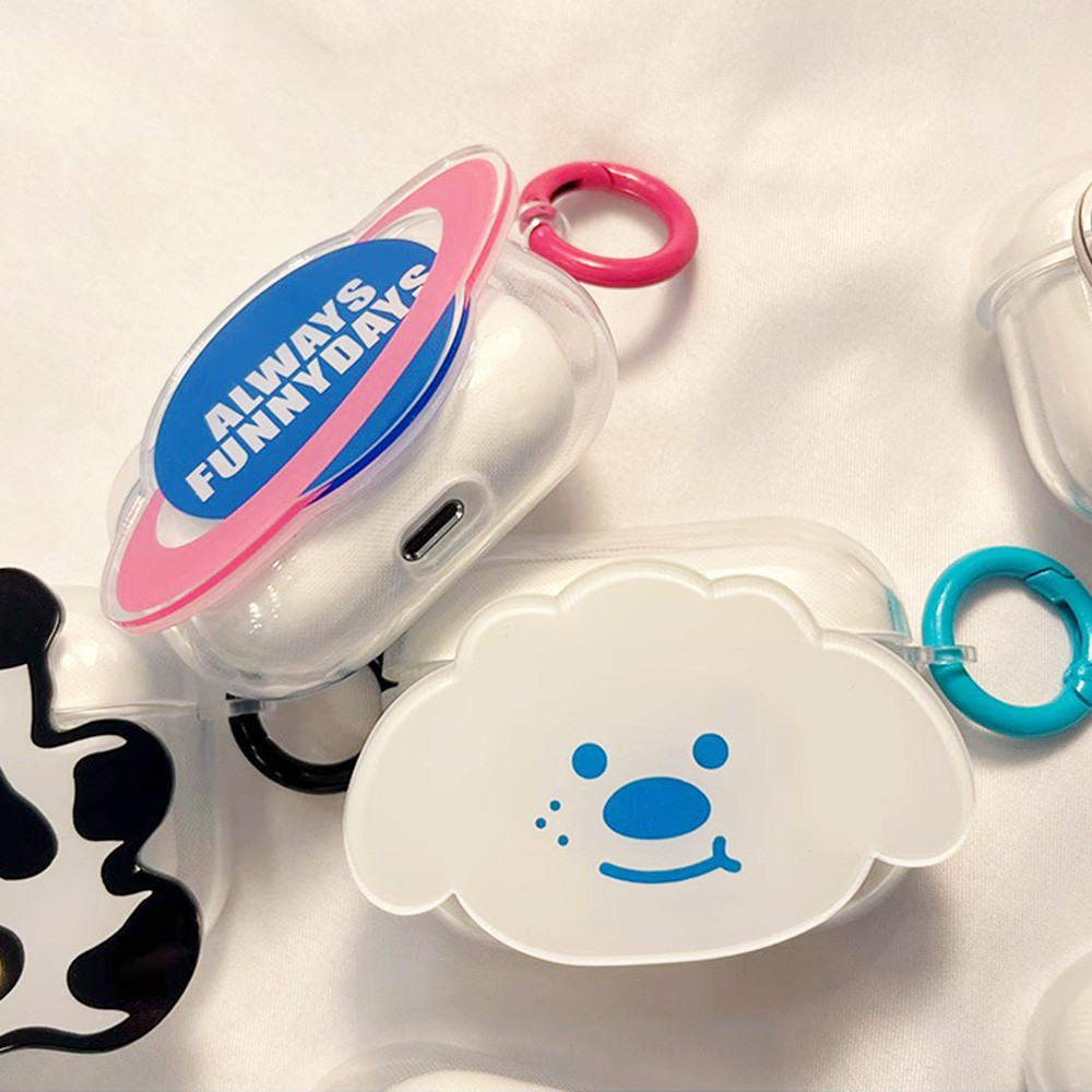 Ins แฟชั่นการ์ตูนหูฟังพร้อมพวงกุญแจสีสําหรับ Airpods 1 2 3 Airpod Pro 2 Smile Face Bear หูฟังไร้สายบลูทูธ Hard Anti-drop ชุดหูฟังฝาครอบป้องกัน