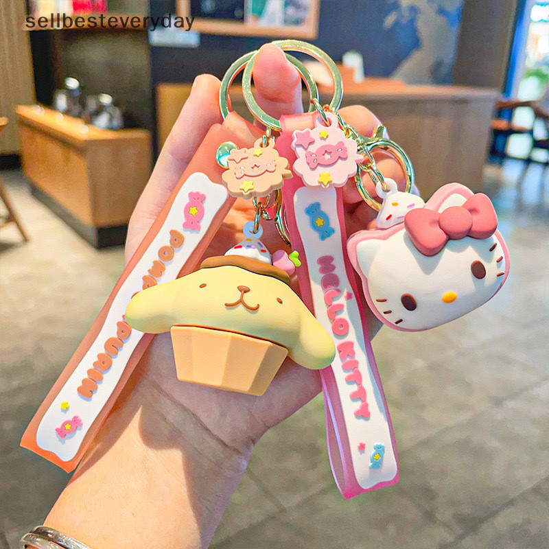 Seth Kawaii Sanrio พวงกุญแจตุ๊กตาน่ารักหวานอะนิเมะพวงกุญแจการ์ตูน Hello Kitty Melody Kuromi Cinnamoroll Key Holder กระเป๋านักเรียนจี้ Vary
