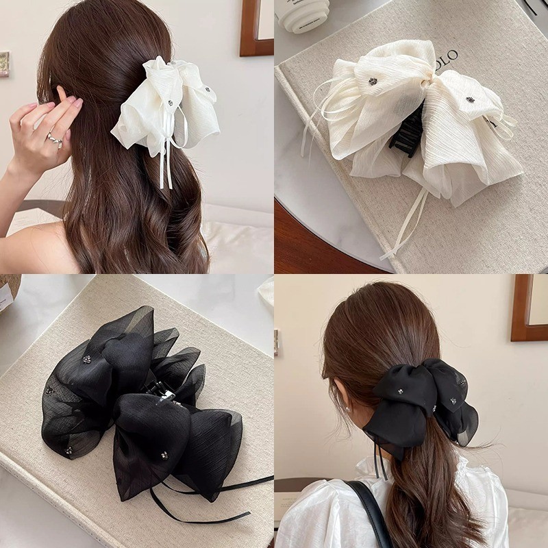 เกาหลี Rhinestone ริบบิ ้ นโบว ์ ผมคลิป High-end Design Hairpin Elegant ใหม ่ คลิปอุปกรณ ์ เสริมผมสําหรับสาวสําหรับผู ้ หญิง