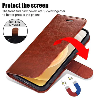 สําหรับ OPPO A15 A15s A58 A18 A38 A60 CPH2185 CPH2179 CPH2591 CPH2579 CPH2631 ของแท้หนังกระเป๋าสตางค์ Vintage พับง่ายพลิกป้องกันกรณี Kickstand ผู้ถือบัตรฝาครอบ