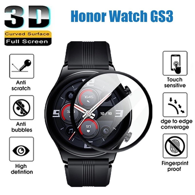 Honor Watch4 GS4 GS3 WatchGS3 WatchGS4 1-3Pcs 100D HD Black Edge ฟิล์มกระจกนิรภัยสําหรับ Honor Watch GS 4 3 3i Pro ES Magic Watch 2 46 มม.Anti-Fingerprints นาฬิกาป้องกันหน้าจอ