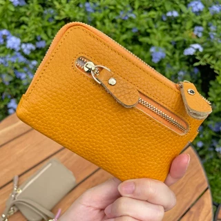ส่งทุกวัน กระเป๋าสตางค์หนังวัวแท้ กระเป๋าถือ คล้องมือ ใบกลาง Wallet Bag S9-90