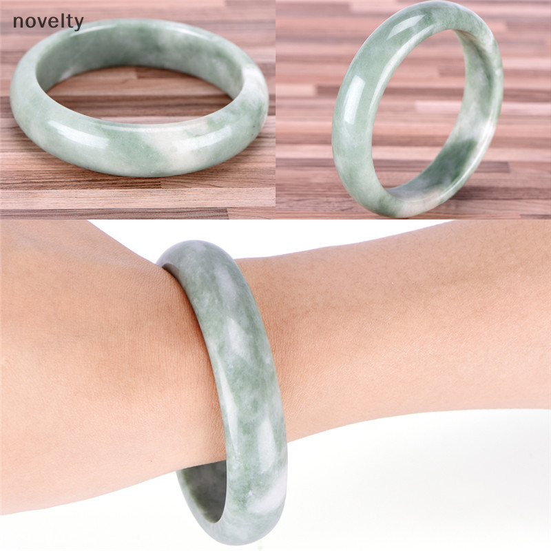Nly Elegant ของแท ้ ธรรมชาติสีเขียวหยกอัญมณีกําไลข ้ อมือสร ้ อยข ้ อมือเครื ่ องประดับทําด ้ วยมือแฟชั ่ น N