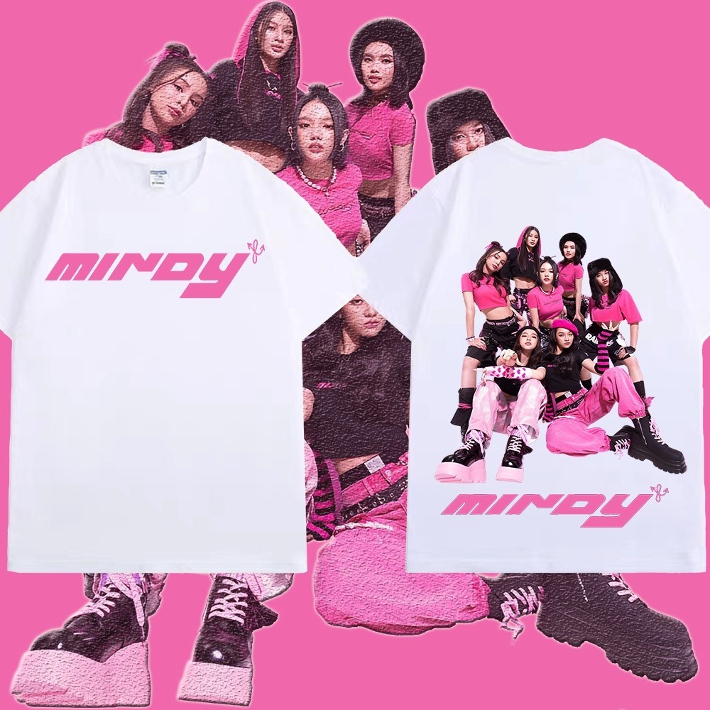 เสื้อวง Mindy Casual เสื้อพิมพ์ลาย Girl Group Shirt Round Neck ผ้าบาง ระบายอากาศได้ S-5XL （H O เครื่