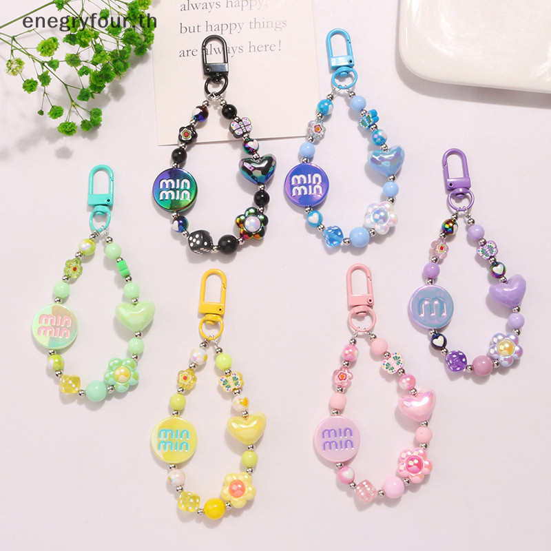 ของขวัญและของเล ่ นอะคริลิคสีชุบหัวใจรักพวงกุญแจดอกไม ้ น ่ ารักลูกปัดพวงกุญแจกระเป ๋ าจี ้ Ch หูฟังอุปกรณ ์ ตกแต ่ ง .
