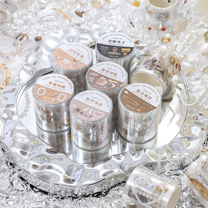 Paper Trace Retro Cut Film Tape Years Past Series Simple Photo สติ๊กเกอร์ตกแต่งคู่มือ diy วัสดุสติ๊ก