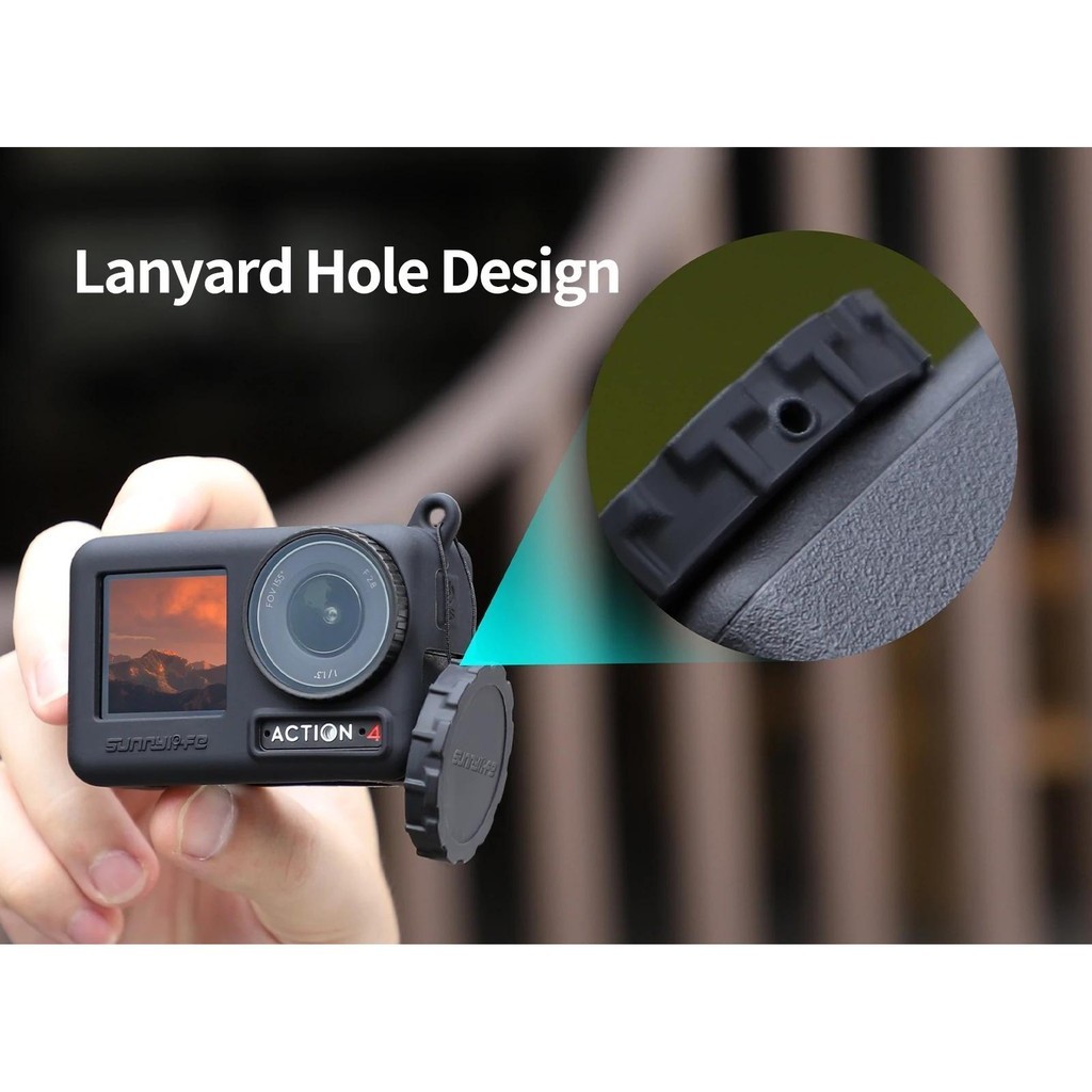 Sunnylife เคสซิลิโคนสําหรับ DJI Action 4/3 เลนส์กรณี Action กล้องป้องกันพร้อมสายคล้องคอสําหรับ DJI Osmo Action 4/3 อุปกรณ์เสริม