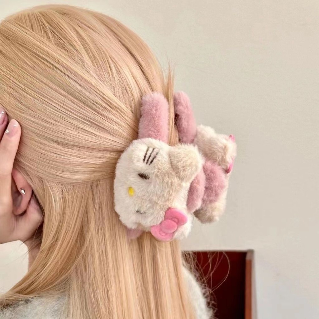 Sanrio กิ๊บติดผมตุ๊กตา Hello Kitty สองด้านน่ารักการ์ตูนผู้หญิงเครื่องประดับผมแฟชั่นของขวัญคลิปฉลามที่น่าสนใจสูง
