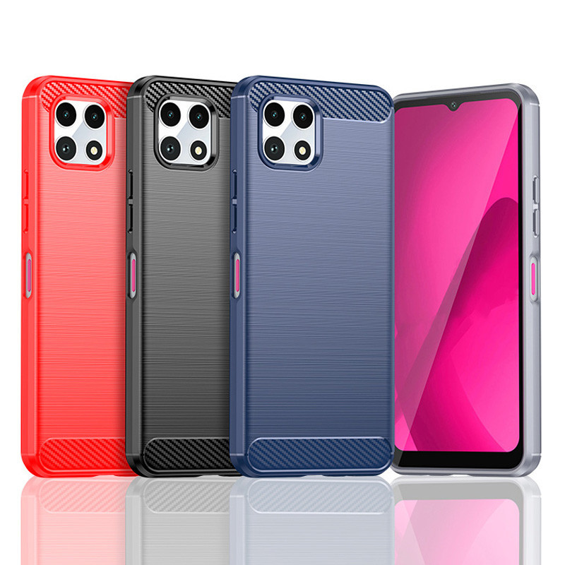 สําหรับ T-Mobile REVVL 7 7Pro คาร์บอนไฟเบอร์บางพิเศษแปรงเนื้อเคสโทรศัพท์ TPU แบบนุ่ม