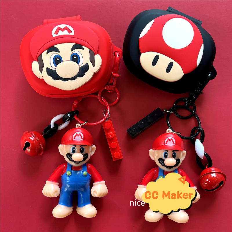 For EDIFIER NeoBuds Pro2 Case Cute Silicone Finger Ring Keychain Cartoon Mario Pendant EDIFIER NeoBu