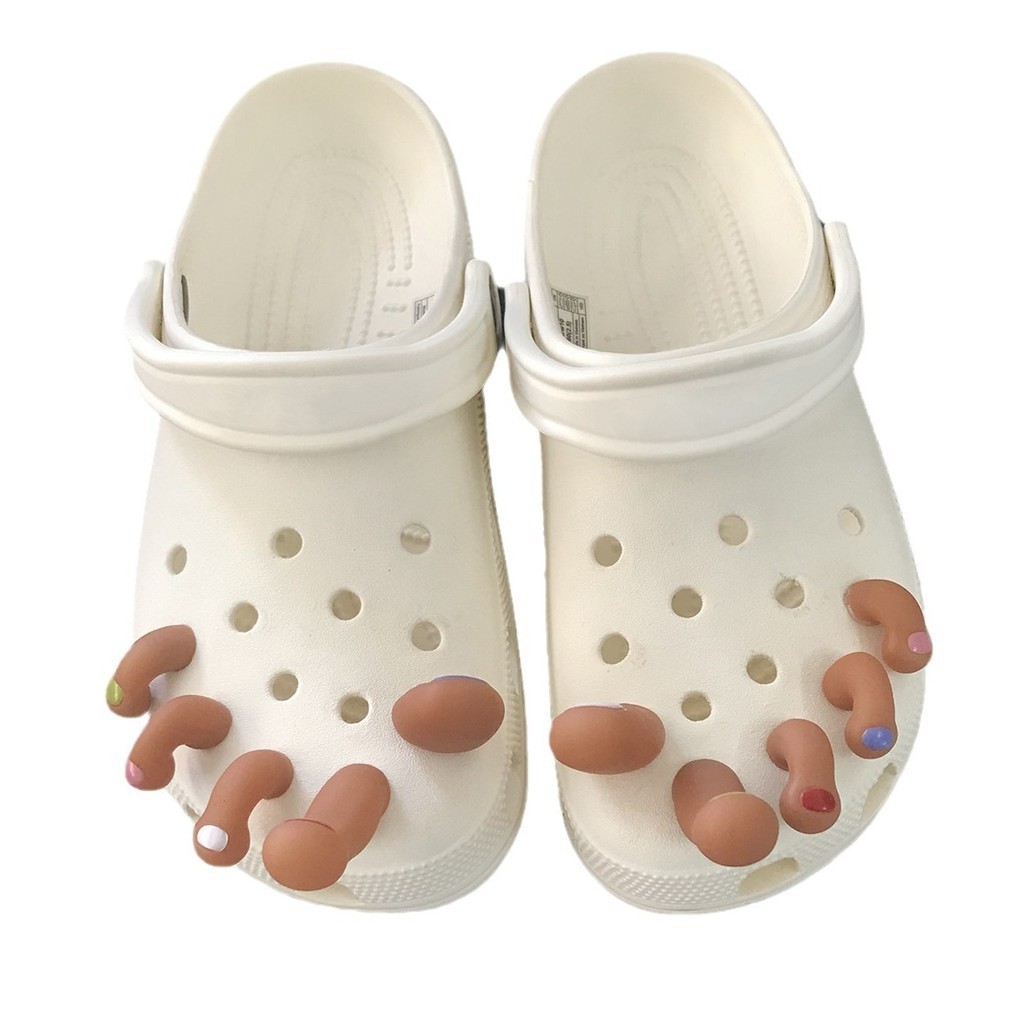 crosc charm jibbits clog jibbits ชุดหัวเข็มขัดรองเท้ายางไขว้ดอกไม้ DIY ใหม่พร้อมหมวกนิ้วเท้า 3D ที่ถอดออกได้