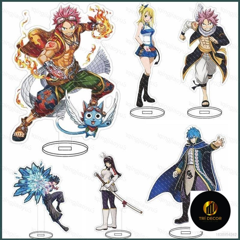 Fairy TAIL Action Figure ของเล่นอะคริลิคเดสก์ท็อปอะนิเมะ Etheri Lucy สีเทา Erza ของขวัญตกแต่งบ้าน