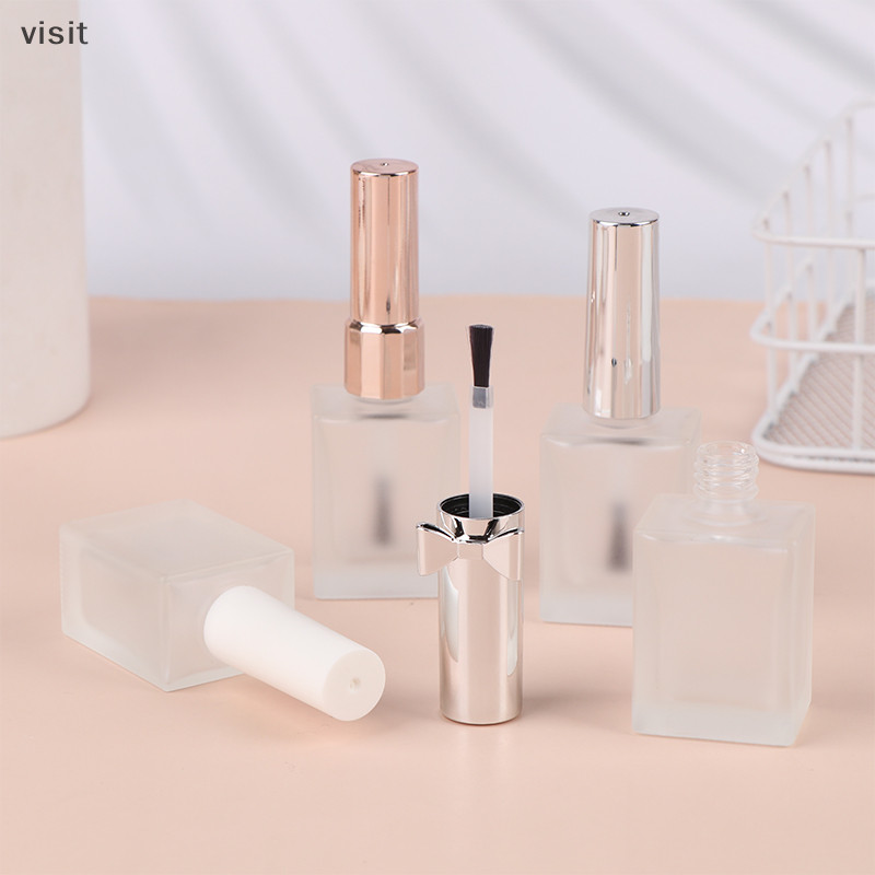 [VI] 15ml ขวดยาทาเล็บทรงกลมฝ้าที่ว่างเปล่าพร้อมแปรงแบบพกพาภาชนะเพ้นท์เล็บแก้วขวดน้ํามันเล็บน้ําหนักเบา TH