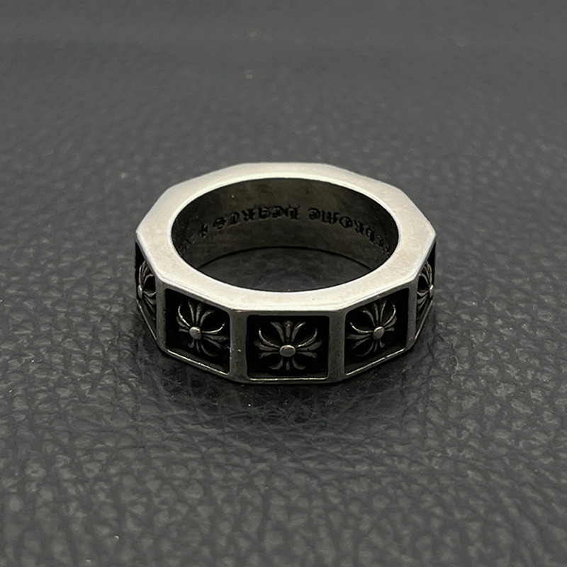 Crown Retro Square Cross ดอกไม ้ แหวนยุโรปอเมริกันผู ้ ชายสไตล ์ โกธิคที ่ ไม ่ ซ ้ ํากัน Hip Hop แหวน