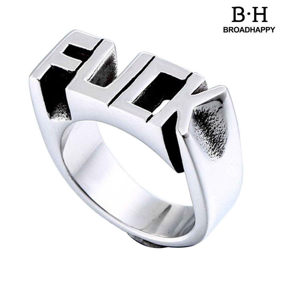 [BRO ]Punk สแตนเลสสไตล ์ ตัวอักษร Cool Hip Hop แหวนนิ ้ วเครื ่ องประดับสําหรับผู ้ หญิงผู ้ ชาย