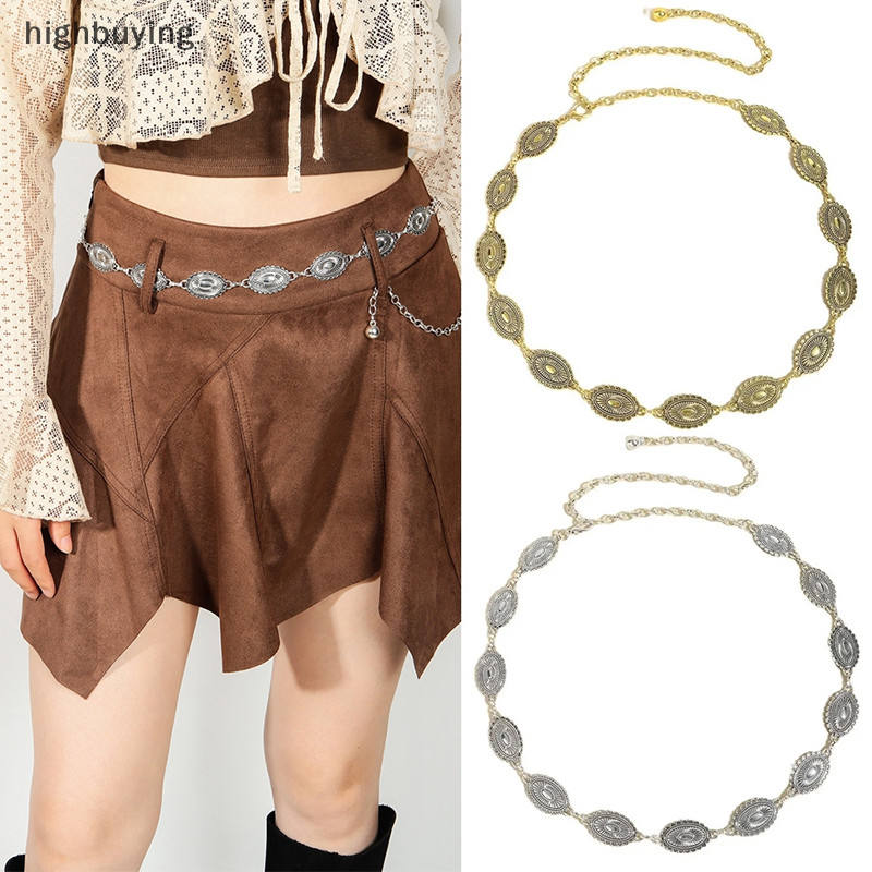 [การซื้อสูง] ห่วงโซ่เอวโลหะแฟชั่นสําหรับตกแต่งอารมณ์ของผู้หญิงกับกระโปรงชุดเข็มขัดเอวอเนกประสงค์เสื้อกันหนาวโซ่เอวหุ้นใ