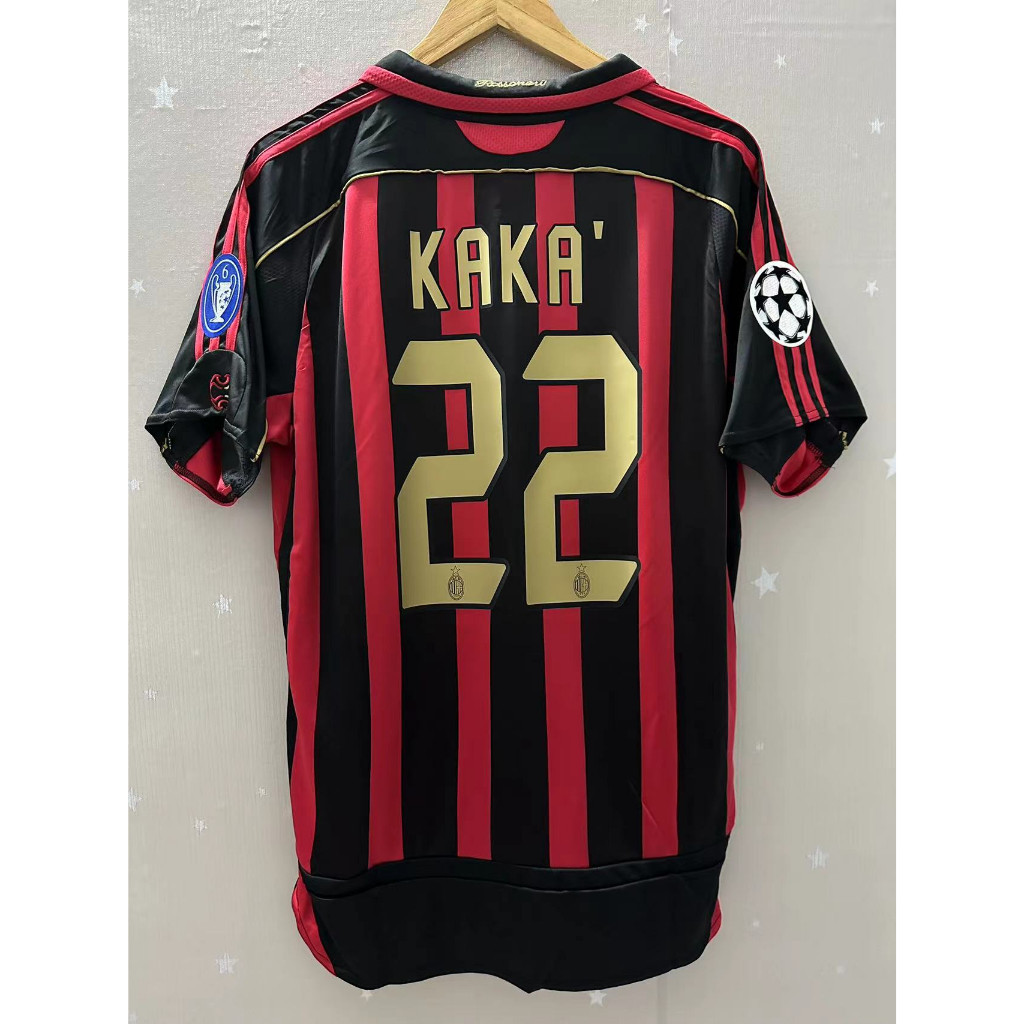 06-07 AC Milan คุณภาพสูง Home Retro Soccer Jersey เสื้อยืดที่กําหนดเองเสื้อฟุตบอล RONALDO KAKA MLDINI