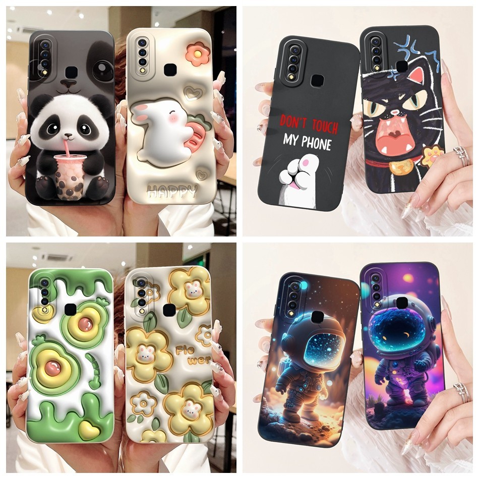 Vivo 1915 1916 Y19 Y5s U3 U3x U10 เลนส์ป้องกันกรณี 2024 น่ารักแพนด้ากระต่ายดอกไม้การ์ตูนซิลิโคนอ่อนนุ่มเคสโทรศัพท์