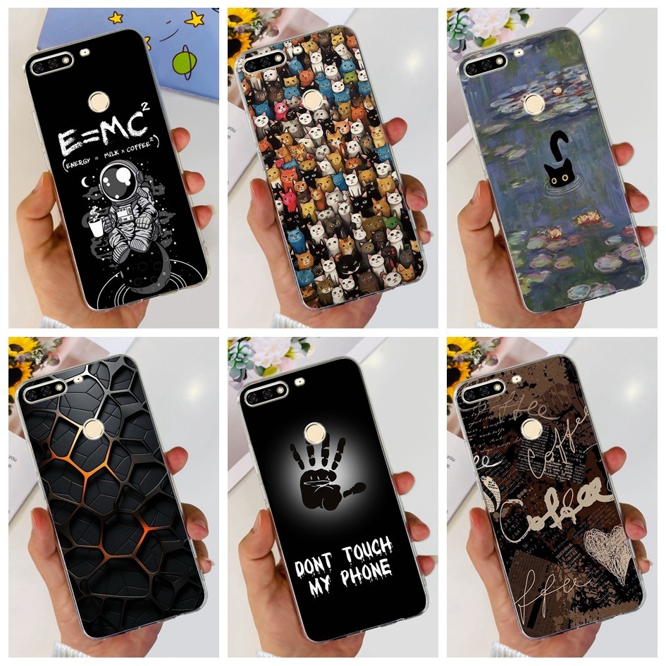 สําหรับ Huawei Y7 Prime 2018 กรณี LDN-L21 LDN-LX2 LDN-TL10 Clear ฝาครอบน่ารักการ์ตูนเคสโทรศัพท์สําหร