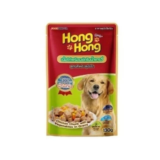 [ยกลัง 48ซอง] Hong Hong โฮ่ง โฮ่ง อาหารเปียกสุนัข อาหารสุนัขแบบเปียก 130g