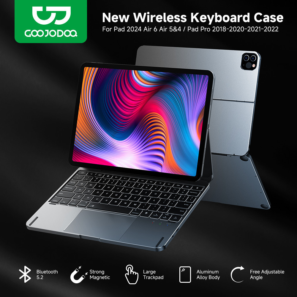 GOOJODOQ Wireless Keyboard Case Bluetooth 5.2 Multiple Adjustable Angle for iPad Air4 5 10.9 Pro 11