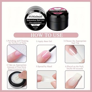 Non Stick Hand Solid Extension เล็บเจล Clear Nude Pink Extension Gel Rhinestone กาวเจล 6ml