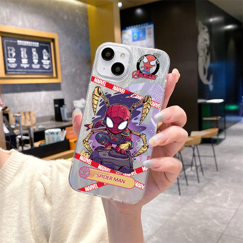 สำหรับ iPhone11 13 15 12 14 Pro Max X XS MAX 7 8 14 15 Plus มาร์เวลลีกสไปเดอร์แมนสร้างสรรค์ไพ่ กรณีโทรศัพท์มือถือ