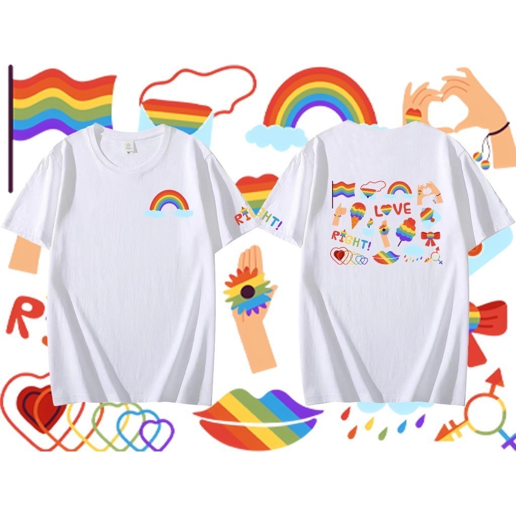 [พร้อมส่ง] 🏳‍🌈 Pride Month🏳‍🌈 เสื้อ Lgbt Pride Gay/Lesbian R หลวม ใส่สบายๆ สีดำ วินเทจ ชีฟอง ชุดปกติ