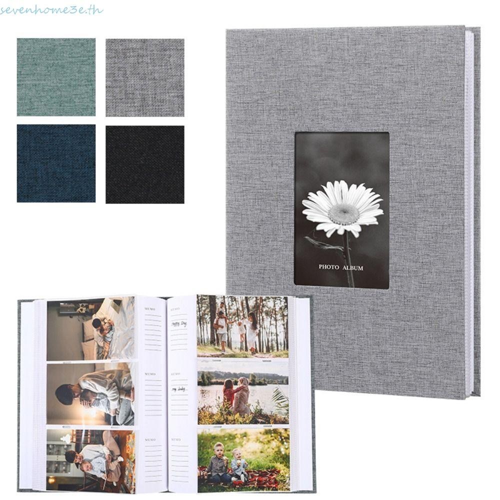 Sevenhome3e อัลบั้มสมุดภาพขนาดใหญ่, คอลเลกชันรูปภาพ 200/300Pics อัลบั้มภาพปกผ้าลินิน, พร้อมหน้าต่างด้านหน้า 6in DIY ประเภท Interleaf Memory Book Baby Growth