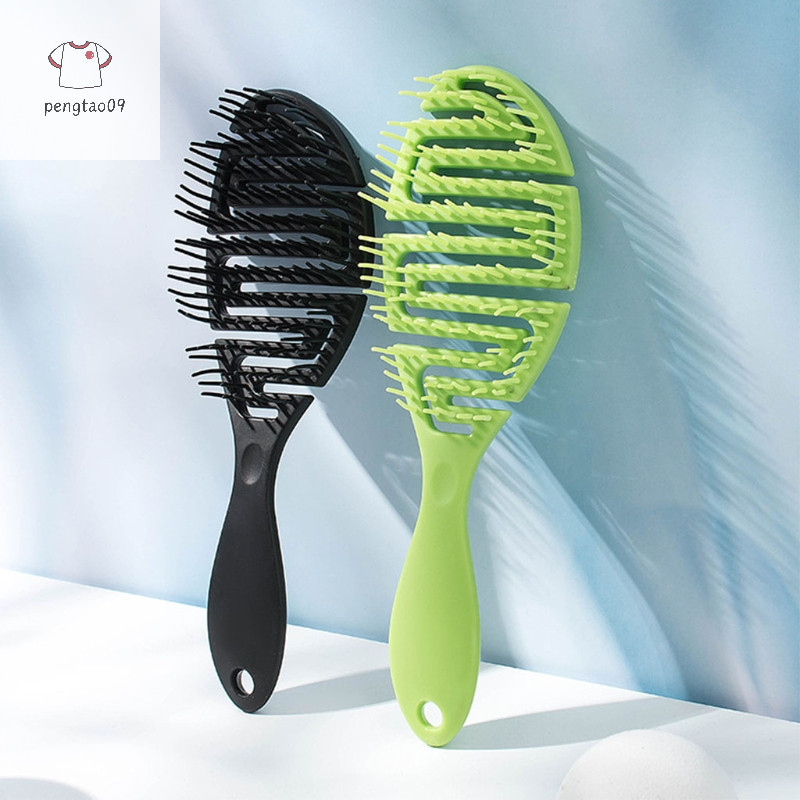 Pengatao09 แปรงเปียก DryCurved Comb หวีนวด ซี่โครงรูปร่างปุย หวีดัดผมบนผมเปียก ใหม่